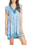 Poupette St Barth Poupette St. Barth Sasha Cover-up Minidress In Blue Icy Liberty