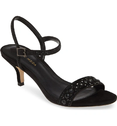 Pelle Moda Ilsa Crystal Embellished Sandal In Black Suede