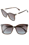 Fendi 57mm Gradient Square Sunglasses In Dark Havana