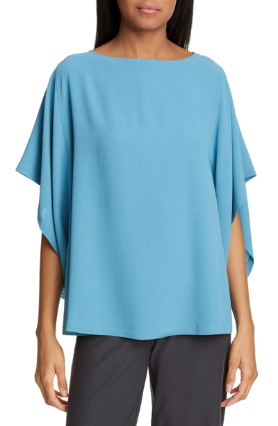 Eileen Fisher Angle Sleeve Silk Boxy Top In River