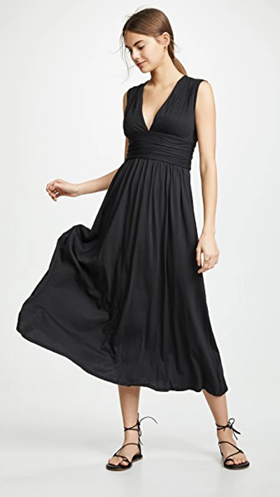 Joie Sollie Sleeveless Cotton Blend Maxi Dress In Caviar