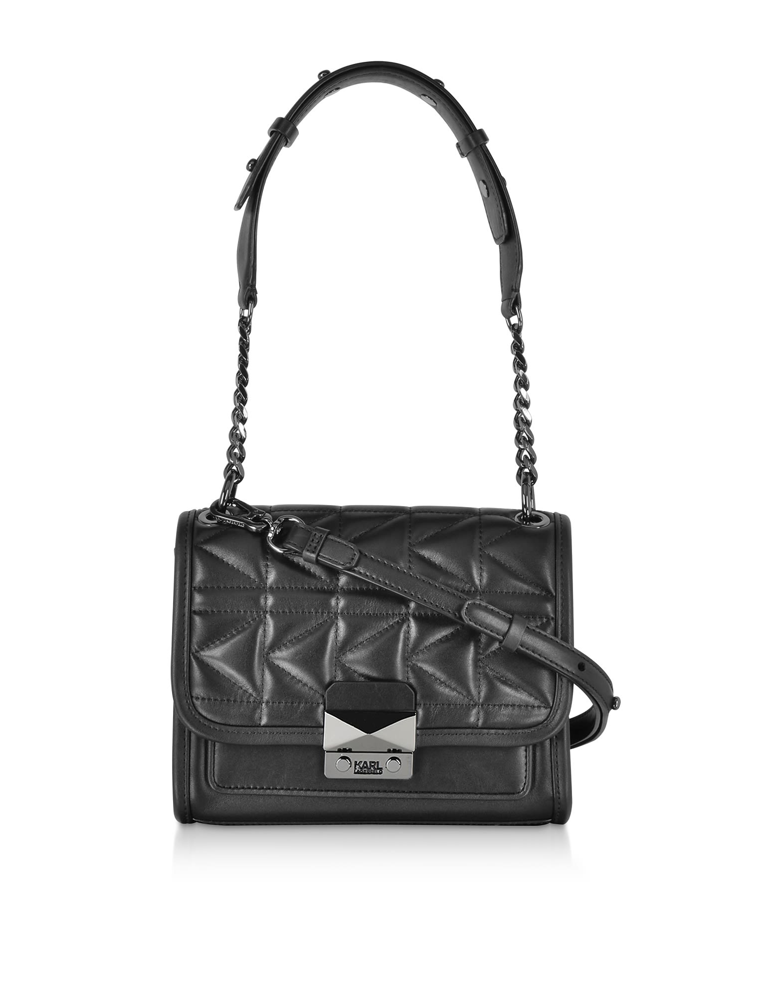 Karl Lagerfeld K/kuilted Small Leather Shoulder Bag In Black ModeSens
