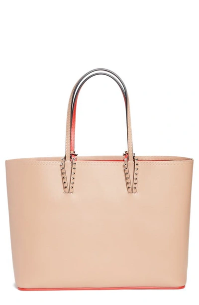 Christian Louboutin Cabata Calfskin Leather Tote In Nude/nude