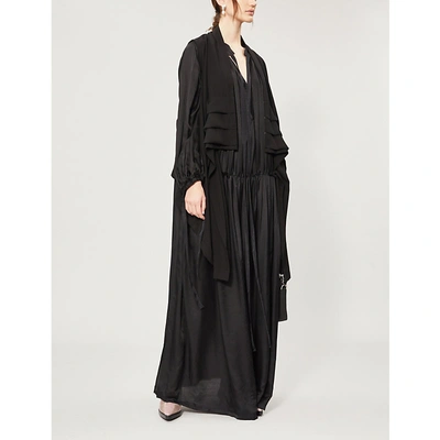 Ann Demeulemeester Drawstring-waist Woven Maxi Dress In Black