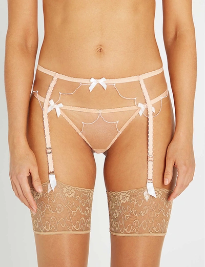 Agent Provocateur Lorna Mesh Suspender Belt In Nude+white