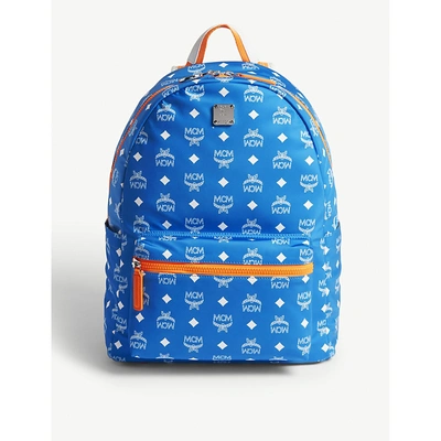 Mcm Resnick Logo Nylon Backpack In White Blue | ModeSens