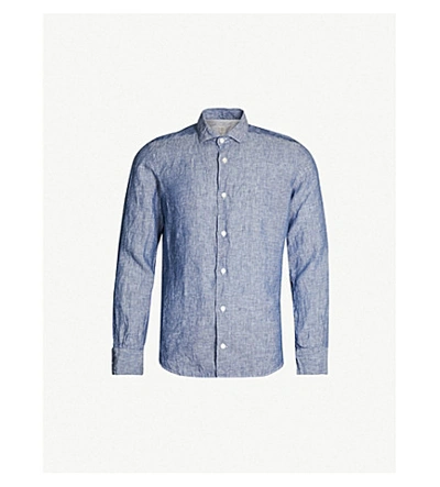 Eleventy Regular-fit Linen Shirt In Denim