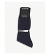 Pantherella Ribbed Cotton-blend Socks In Navy