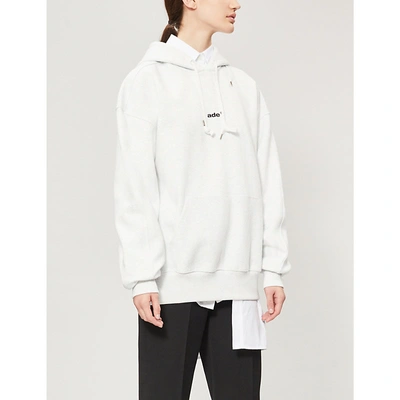 Ader Error Logo Long-sleeved Cotton-blend Hoody In Oatmeal