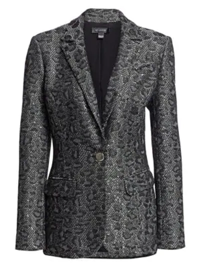 Alaïa Sequin Animal Print Jacquard Blazer In Caviar Multi