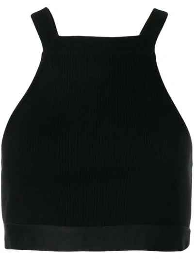 Alexander Wang T Varigated Compact Jersey Bra Top In Black