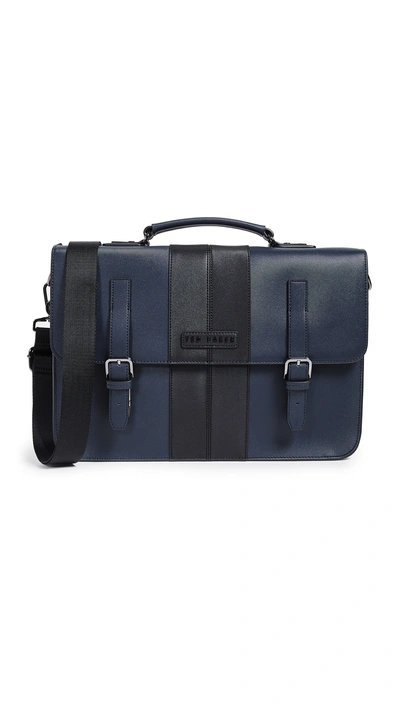 Ted Baker Twill Satchel In Navy