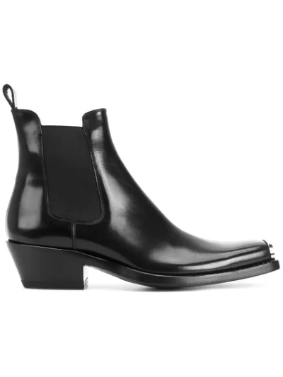 Calvin Klein 205w39nyc Chris Metal Toe Cap Leather Western Boots In Black |  ModeSens