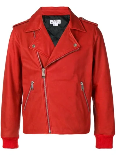 Apc X Kid Cudi Biker Jacket In Red