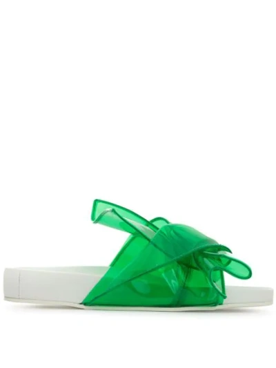 N°21 Contrast Bow Slides In White