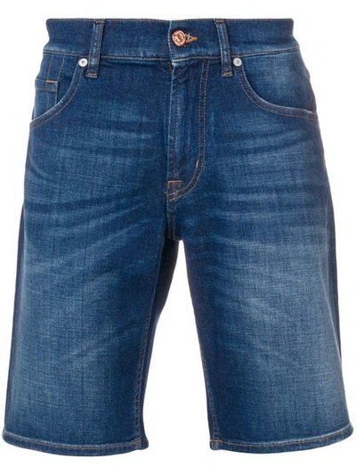 7 For All Mankind Short Denim Shorts In Blue