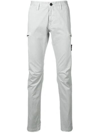 Stone Island Tapered Chino Trousers In Grey