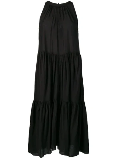 Neul Sleeveless Tiered Ruched Dress In Black