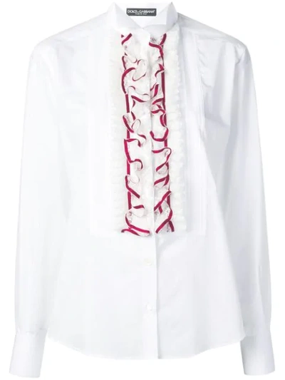 Dolce & Gabbana Frill Shirt In S9000 White