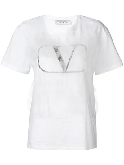 Valentino Embellished Vlogo T-shirt In Bianco Nero (white)