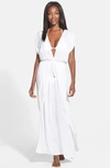 Elan Deep V-neck Cover-up Maxi Dress In White