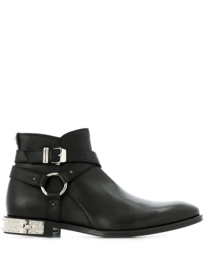 Philipp Plein Buckled Ankle Boots In Black