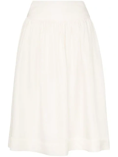 Deitas Shima High-waisted Silk Midi-skirt In White