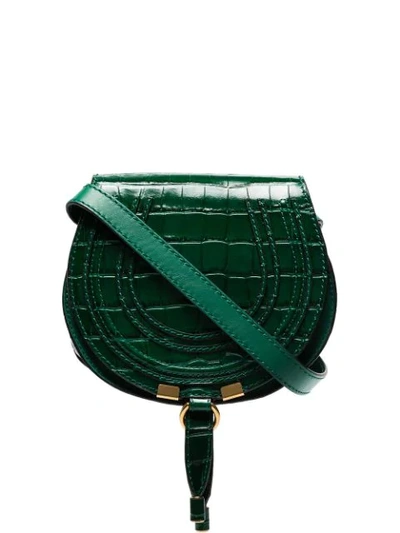 Chloé Marcie Mini Crocodile Effect Crossbody Bag In Green