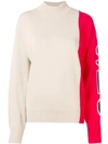 See By Chloé Colour-block Logo-sleeve Side-zip Jumper In Neutrals