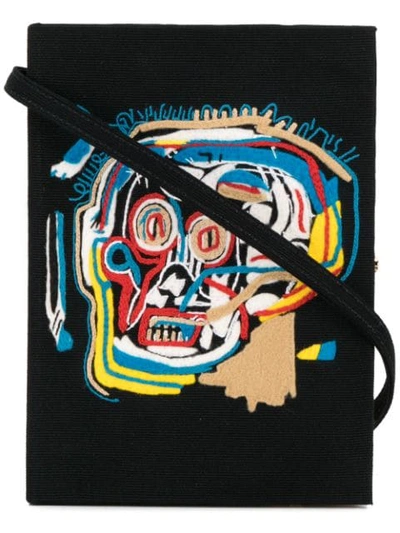 Olympia Le-tan Basquiat Skull Book Clutch In Black