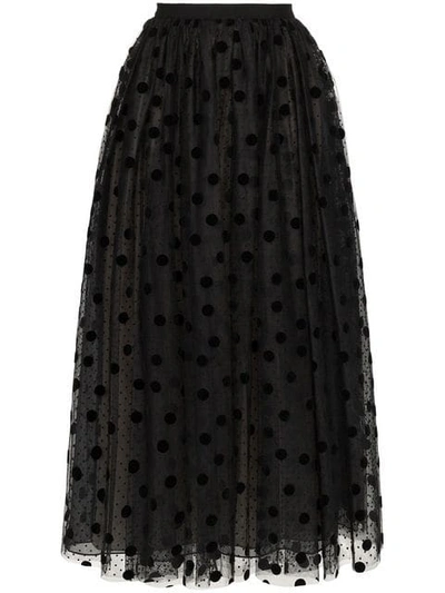Erdem Lindie Layered Tulle Polka Dot Full Skirt In Black