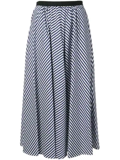 Antonio Marras Striped Flared Midi Skirt In Blue