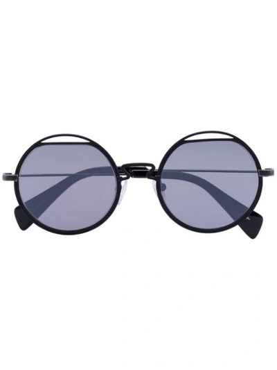 Yohji Yamamoto Black Yy7012 Metal Sunglasses In Schwarz