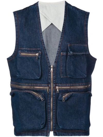 Qasimi Denim Waistcoat In Blue