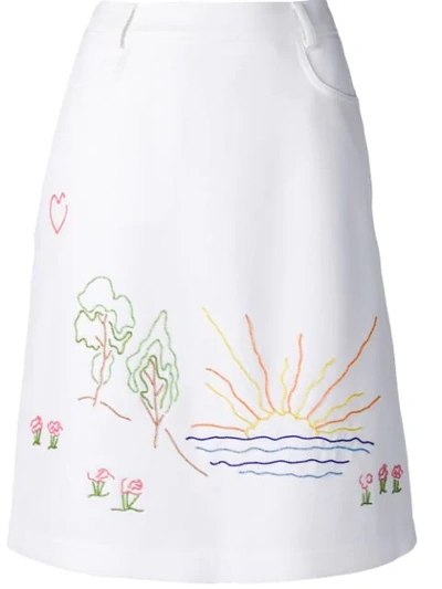 Victoria Victoria Beckham Embroidered Skirt In White