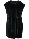 Liska Fur Trimmed Waistcoat In Black