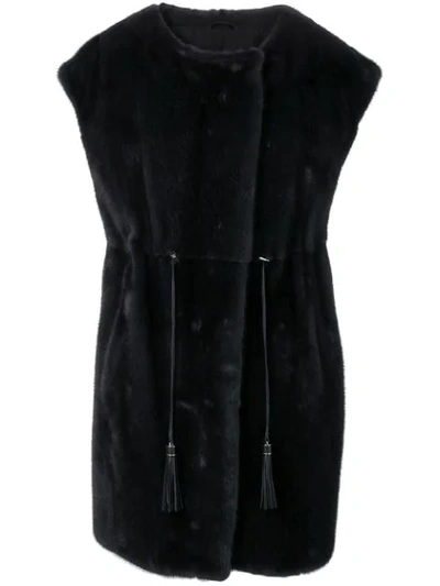 Liska Fur Trimmed Waistcoat In Black