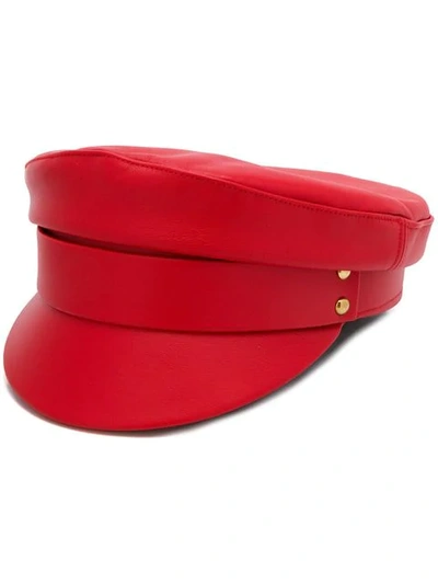 Manokhi Studded Cap In Red
