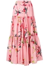 La Doublej Floral Print Maxi Skirt In Pink