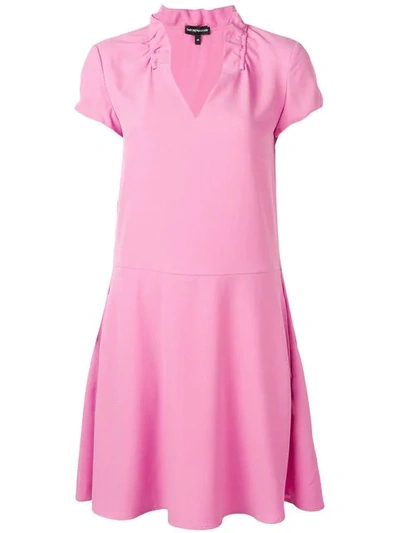 Emporio Armani V-neck Shift Dress In Pink