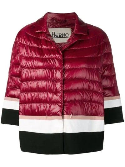 Herno Striped Padded Jacket In Red