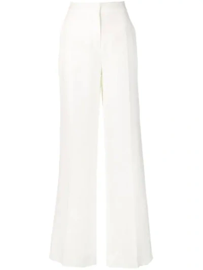 Max Mara High Waisted Flared Trousers In White