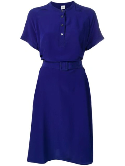 Aspesi Belted Midi Dress In Blue