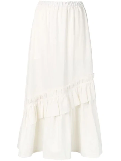 Neul High Waisted Ruched Skirt In White