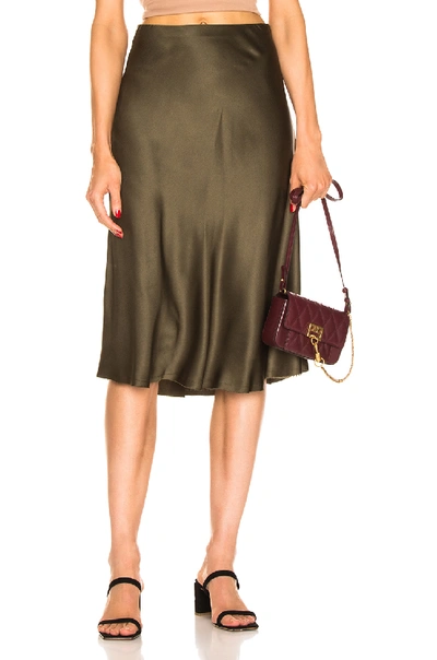 Nili Lotan Lane Silk Skirt In Army Green