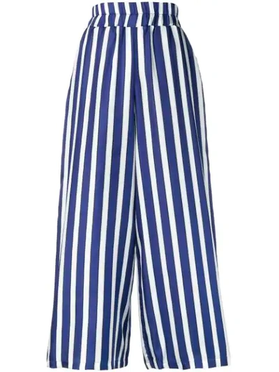 Altea Wide Leg Striped Trousers In Blue