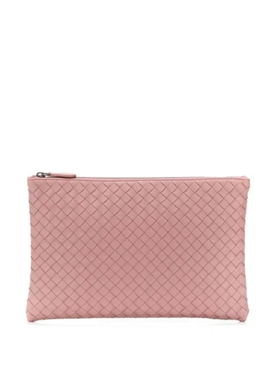 Bottega Veneta Intrecciato Clutch Bag In Pink