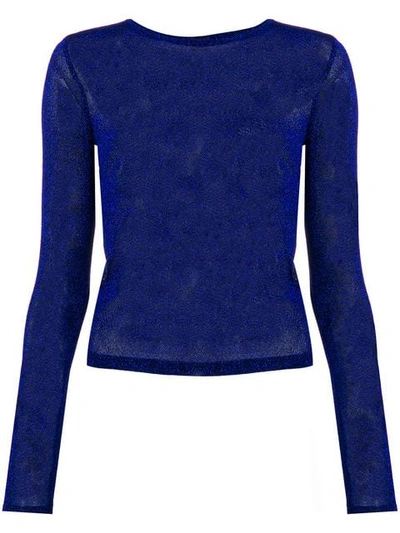 Amen Sheer Metallic Top In Blue