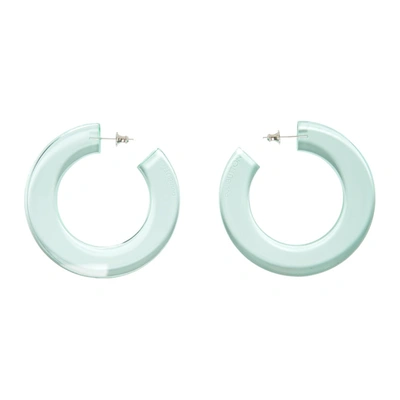 Pushbutton Green Round Earrings In Clear