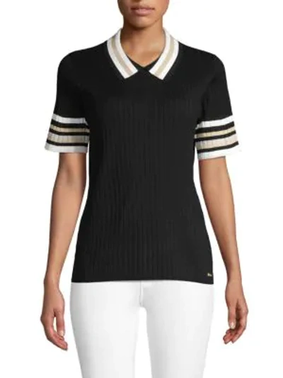 Calvin Klein Textured Stripe Top In Black